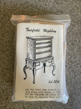 Dollhouse Furniture Highboy bd106 White Instruction Packet